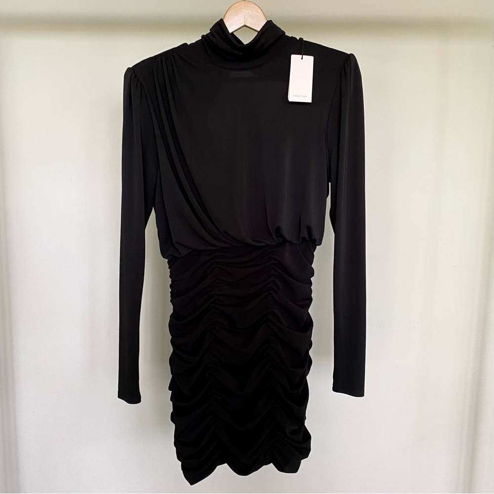 NWT Cinq a Sept Isla mock-neck ruched long sleeve mini dress. 🖤 - Picture 9 of 12